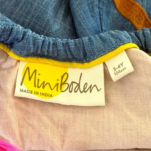 MINI BODEN BLUE DENIM GIRAFFE PRINT APPLIQUÉ SLEEVELESS TANK DRESS - Picture 6 of 8